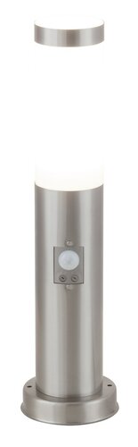Stalp exterior cu senzor Inox torch, crom satin, 1 x E27, H.45cm, IP44, Rabalux, 8267