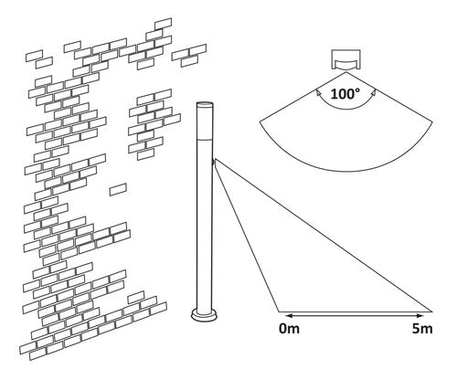 Stalp exterior cu senzor Inox torch, crom satin, 1 x E27, H.45cm, IP44, Rabalux, 8267