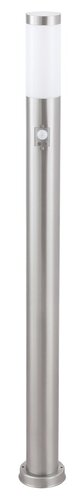 Stalp exterior cu senzor Inox torch, crom satin, 1 x E27, H.110cm, IP44, Rabalux, 8268