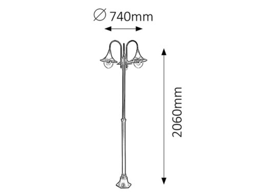 Stalp exterior Konstanz, negru, 3x E27, H.206cm, IP44, Rabalux, 8248