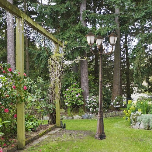 Stalp exterior Madrid, auriu antic, 3 x E27, H.210cm, IP43, Rabalux, 8379