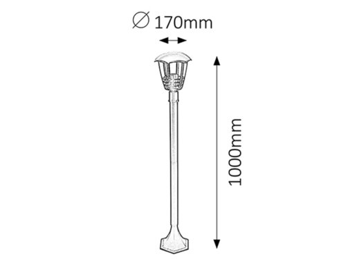 Stalp exterior Marseille, negru, 1 x E27, H.100cm, IP44, Rabalux, 8568