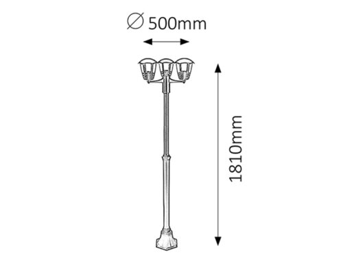 Stalp exterior Marseille, negru, 3 x E27, H.181cm, IP44, Rabalux, 8569