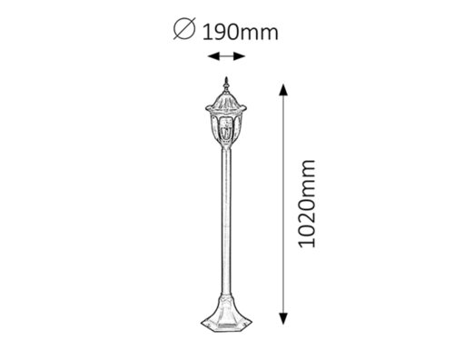Stalp exterior Milano, negru, 1 x E27, H.102cm, IP43, Rabalux, 8345