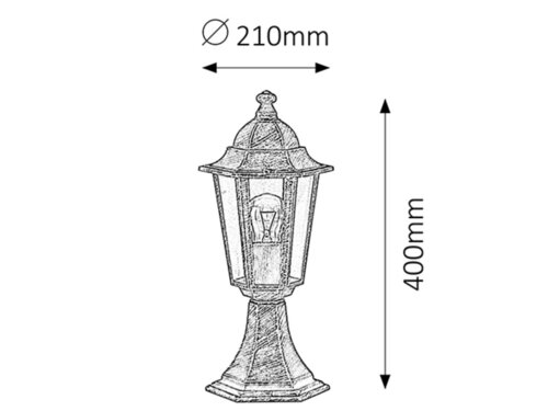 Stalp exterior Velence, auriu antic, 1 x E27, H.40cm, IP43, Rabalux, 8236