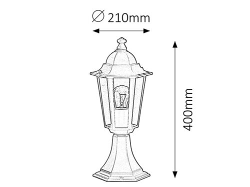 Stalp exterior Velence, negru, 1 x E27, H.40cm, IP43, Rabalux, 8206