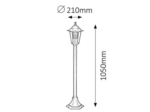 Stalp exterior Velence, negru, 1 x E27, H.105cm, IP43, Rabalux, 8210