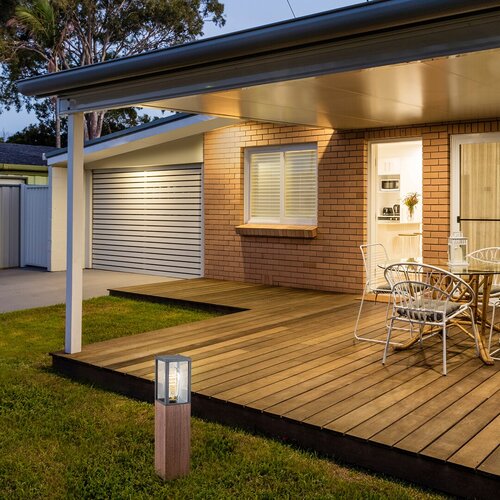 Stalp exterior Wales, stejar, 1 x E27, H.42cm, IP44, Rabalux, 7196