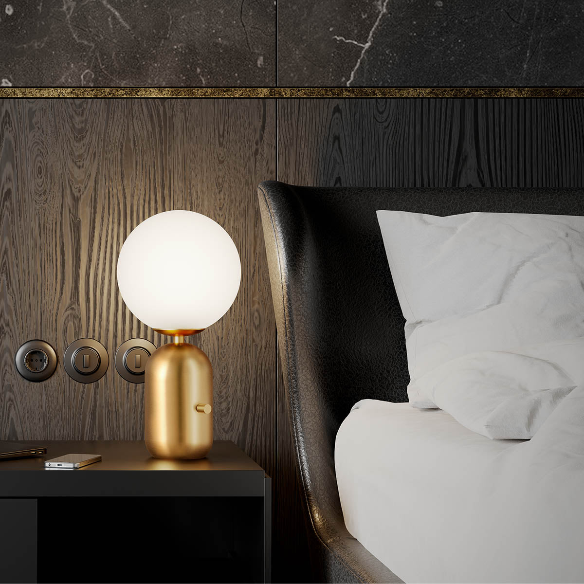 Veioza Helios, auriu mat, 1 x E14, IP20, Redo, 01-2929