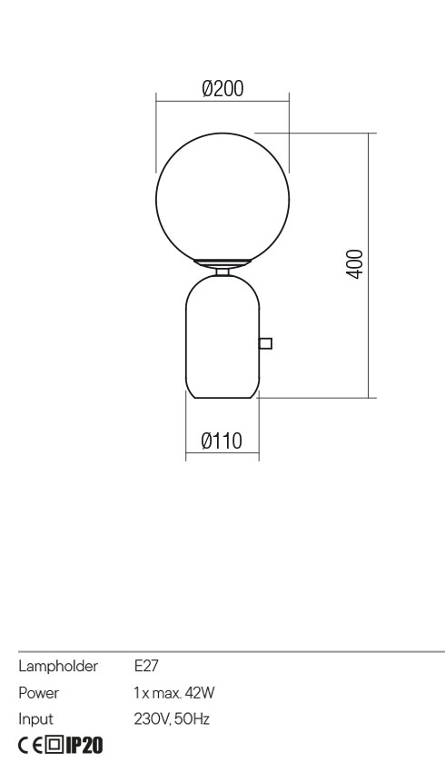 Veioza Helios, negru mat, 1 x E27, IP20, Redo, 01-2932
