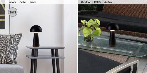 Veioza LED interior/exterior Ishtar, negru mat, 3W, 130lm, 3000K, IP44, Rabalux, 76007