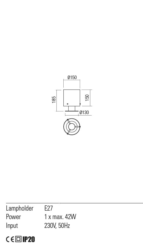 Veioza Lou, anodizat negru/fumuriu degrade, 1 x E27, IP20, Redo, 01-2010