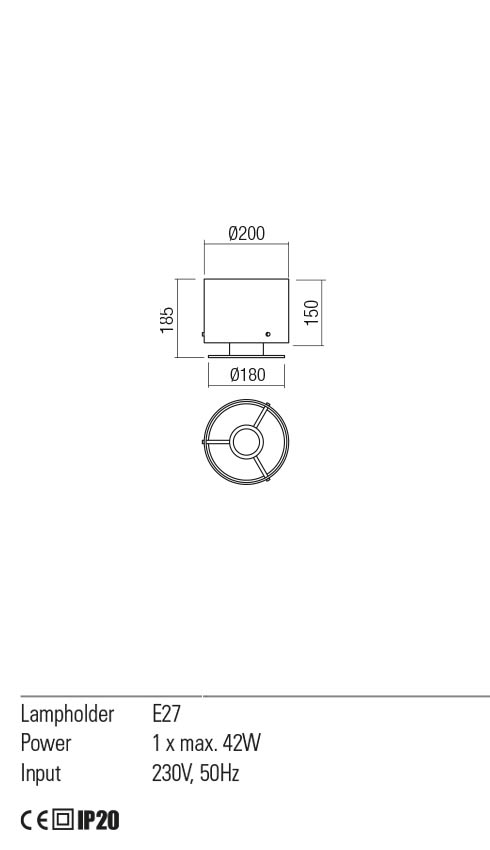 Veioza Lou, anodizat negru/fumuriu degrade, 1 x E27, IP20 Redo, 01-2011