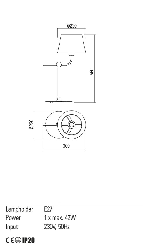 Veioza Morris, alb mat, 1 x E27, IP20, Redo, 01-1980