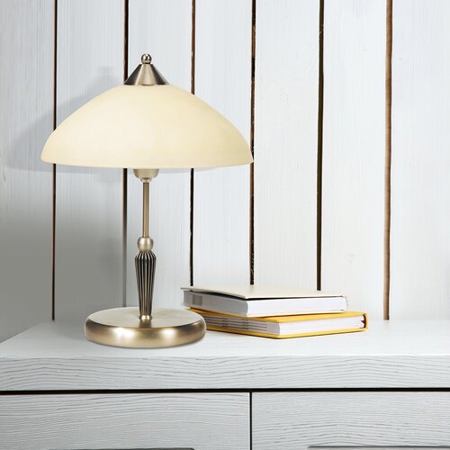 Veioza decorativa Regina, bronz, 1xE14, abajur crem din sticla, Rabalux 8172