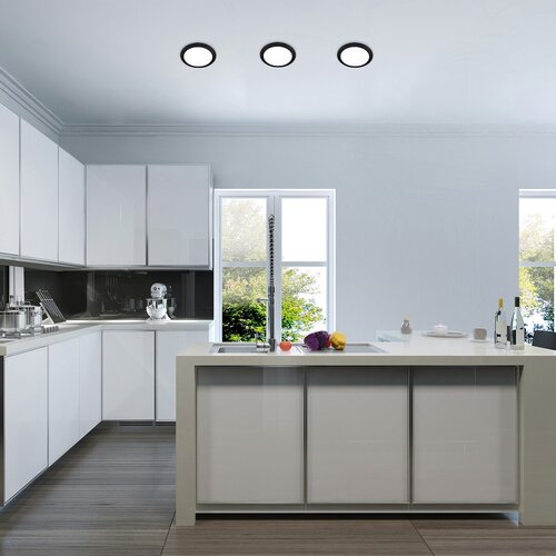 Spot  LED incastrat Shaun, negru, 24W, 2300lm, 4000K, D.22cm, IP20, Rabalux, 2681