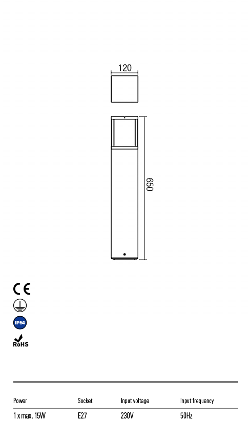 Stalp exterior Vitra, negru, 1 x E27, IP54, Redo, 9110