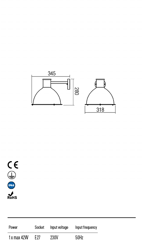 Aplica exterior Work, negru, 1 x E27, IP44, Redo, 9526