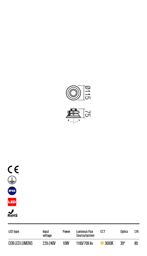 Spot LED incastrat exterior Xeno, gri inchis, 10W, 709lm, 3000K, IP65, Redo, 9585