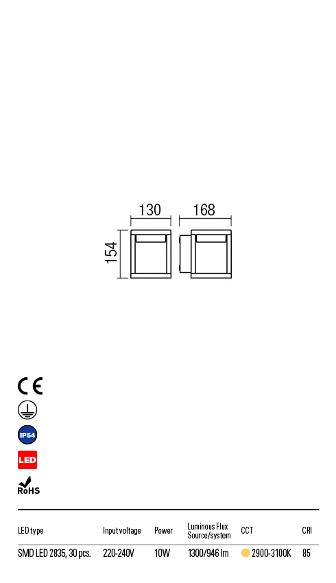 Aplica LED exterior Xiera, negru, 10W, 946lm, 3000K, IP54, Redo,9564