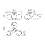 Lustra Satel, negru, sticla fumurie, 3xE14, D.41cm, IP20, Smarter, 01-2654