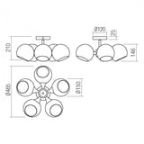 Lustra Satel, negru, sticla fumurie,5xE14, D.47cm, IP20, Smarter, 01-2655