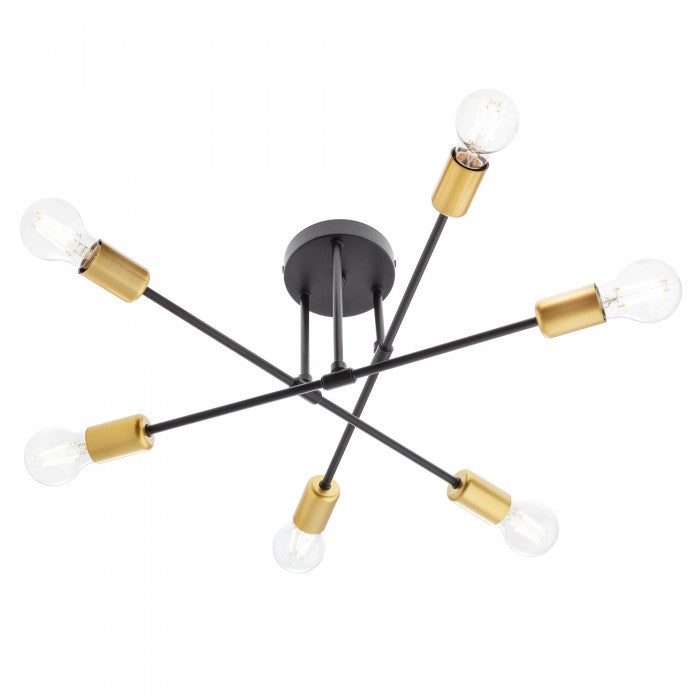 Lustra Ozu, negru/auriu, 6xE27, D.58cm, IP20, Smarter, 01-2707