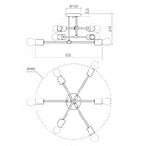 Lustra Ozu, negru/auriu, 6xE27, D.58cm, IP20, Smarter, 01-2707