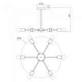 Lustra Ozu, negru/auriu, 6xE27, D.59cm, IP20, Smarter, 01-2708