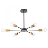 Lustra Ozu, negru/auriu, 6xE27, D.59cm, IP20, Smarter, 01-2708