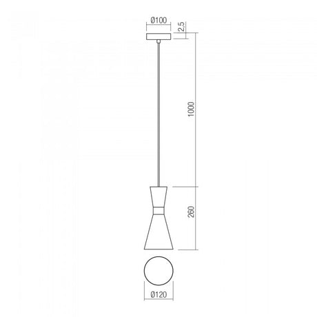 Suspensie Kilt, auriu mat, 1XE27, D.12 cm, Smarter 01-2710