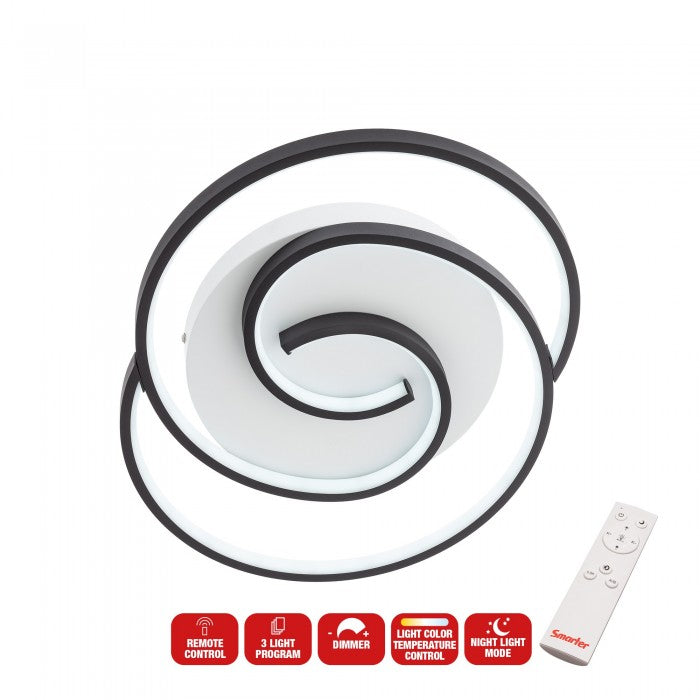 Plafoniera LED Intersia, negru, 38W, 2030lm, 3000K,4500K,6500K, D.48cm, IP20, Smarter, 01-2757