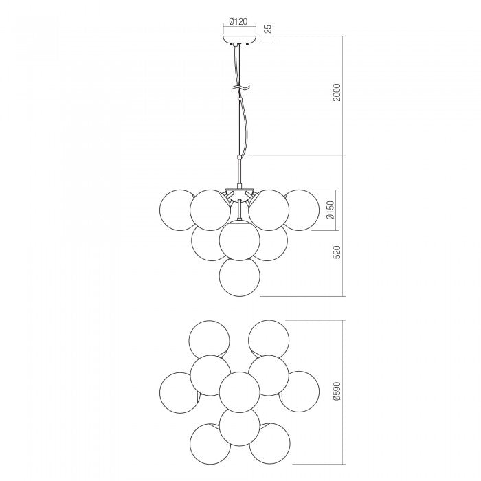 Lustra Agape, auriu mat, sticla ambra, 10XE14, D.59 cm, Smarter 01-2940