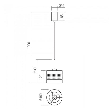 Suspensie Flint, negru, textil, 1XE27, D.15 cm, Smarter 01-2953