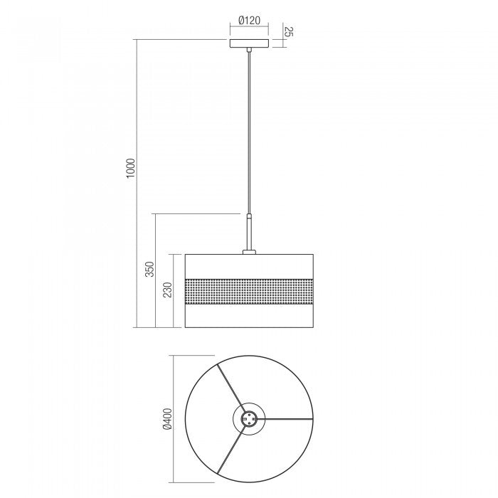 Suspensie Flint, negru, textil, 1XE27, D.40 cm, Smarter 01-2954