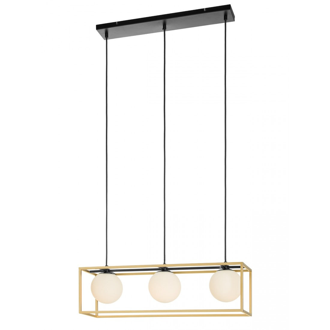 Lustra suspendata Zodiac, negru/alama, sticla, 3xE14, H.120cm, IP20, Smarter, 01-3057