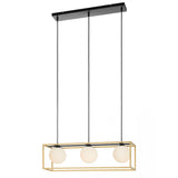 Lustra suspendata Zodiac, negru/alama, sticla, 3xE14, H.120cm, IP20, Smarter, 01-3057