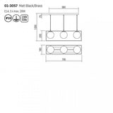 Lustra suspendata Zodiac, negru/alama, sticla, 3xE14, H.120cm, IP20, Smarter, 01-3057