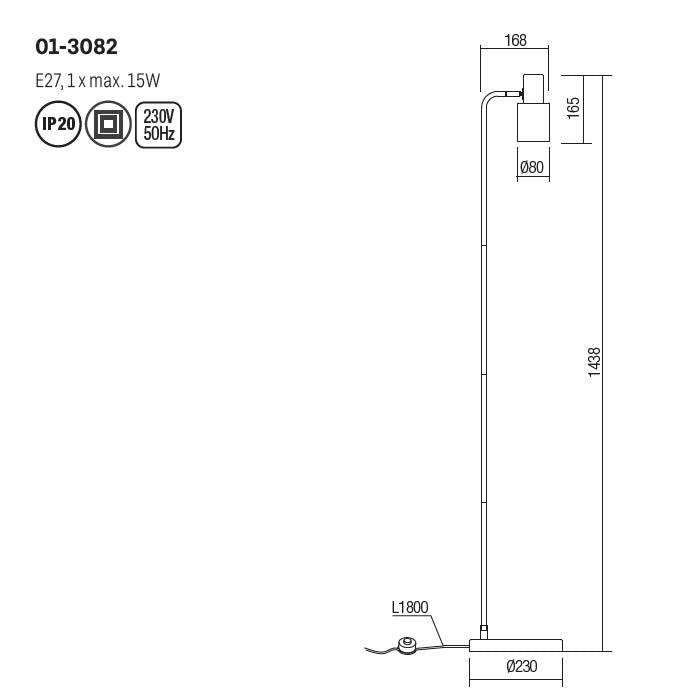 Lampadar Aurum, negru/alama, 1XE27, H.144 cm, Smarter, 01-3082