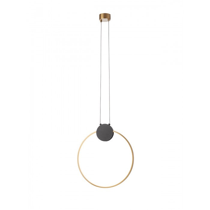 Lustra suspendata Atom, negru/alama, LED, 11W, 1408 lumeni, alb cald 3000K, D.40 cm, Smarter 01-3106