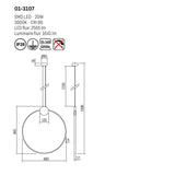 Suspensie Atom, negru/alama, LED, 20W, 2565 lumeni, alb cald 3000K, D.64 cm, Smarter 01-3107