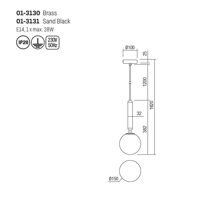 Suspensie Haiku, alama, 1XE14, D.15 cm, Smarter 01-3130