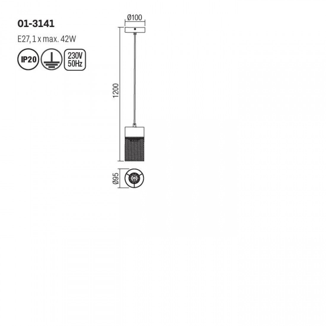 Lustra suspendata Stem, lemn natur, 1xE27, H.120cm, IP20, Smarter, 01-3141