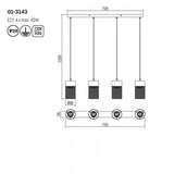 Lustra suspendata Stem, lemn natur, 4xE27, H.120cm, IP20, Smarter, 01-3143
