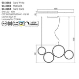 Suspensie Athena, alb mat, LED CCT, 40W, 3000/4000/6000K, 3330 lumeni, L.100 cm, Smarter 01-3382