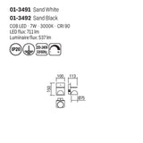 Aplica Seibi, negru mat, LED, 7W, 537 lumeni, alb cald 3000K, Smarter 01-3492