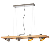 Lustra suspendata Oaker, lemn, metal argintiu, 4xE14, H.150cm, IP20, Smarter, 01-3497