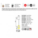 Lustra suspendata LED Aves, crom negru, 12W, 720lm, 3000K, H.200cm, IP20, Smarter, 01-3551