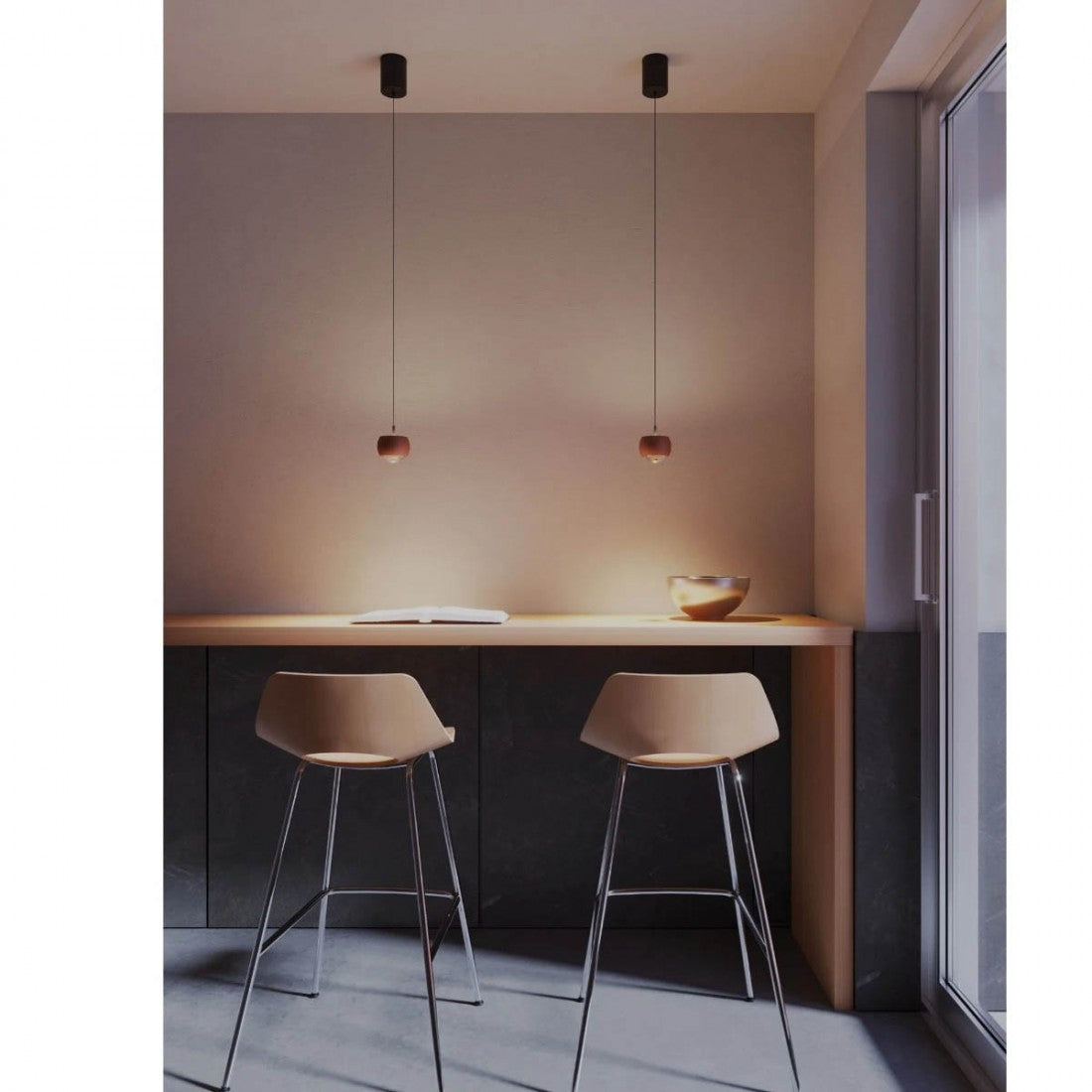 Lustra suspendata LED Aves, cafeniu mat, 12W, 720lm, 3000K, H.200cm, IP20, Smarter, 01-3548