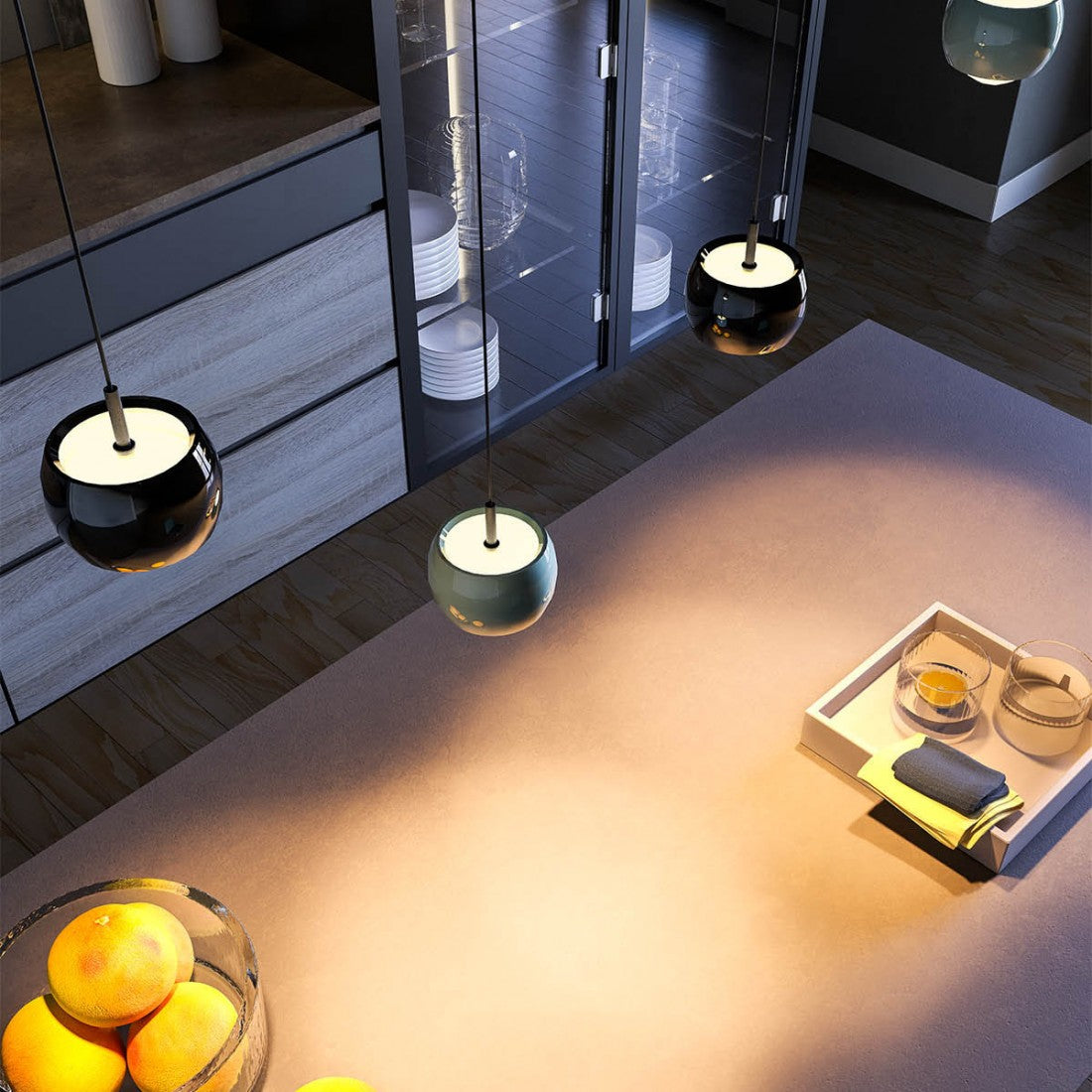 Lustra suspendata LED Aves, crom negru, 12W, 720lm, 3000K, H.200cm, IP20, Smarter, 01-3551